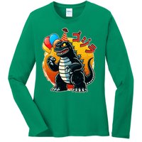 Funny Happy Birthday Japanese Kaiju Monster Ladies Long Sleeve Shirt