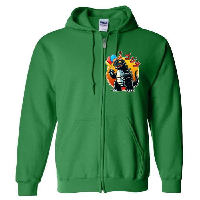 Funny Happy Birthday Japanese Kaiju Monster Full Zip Hoodie