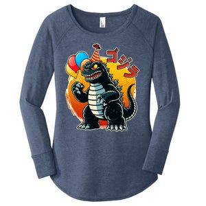 Funny Happy Birthday Japanese Kaiju Monster Women's Perfect Tri Tunic Long Sleeve Shirt