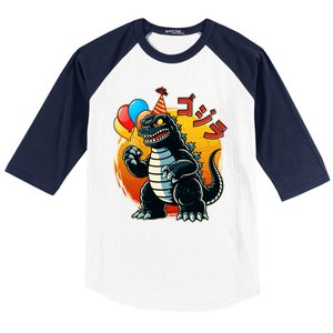 Funny Happy Birthday Japanese Kaiju Monster Baseball Sleeve Shirt