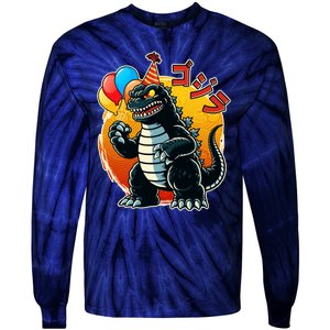 Funny Happy Birthday Japanese Kaiju Monster Tie-Dye Long Sleeve Shirt