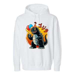 Funny Happy Birthday Japanese Kaiju Monster Garment-Dyed Fleece Hoodie