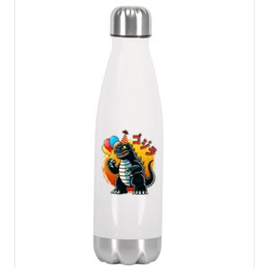 Funny Happy Birthday Japanese Kaiju Monster Stainless Steel Insulated Water Bottle