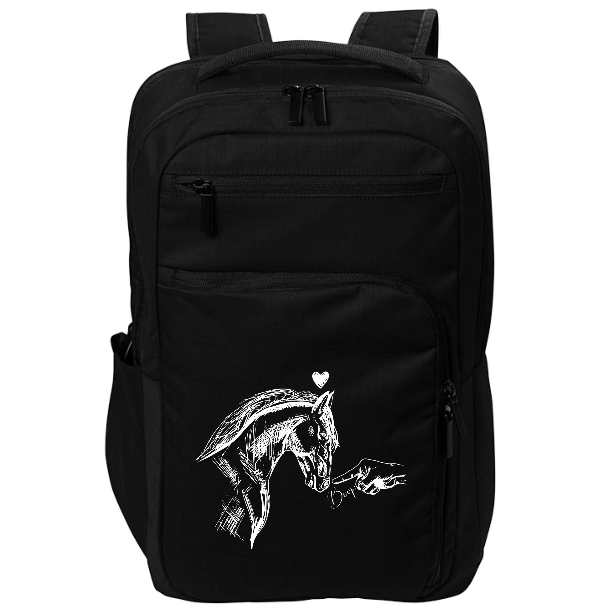 Funny Hand Boop On A HorseS Nose Funny Horse Lover Long Sleeve Impact Tech Backpack