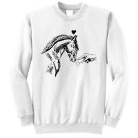 Funny Hand Boop On A HorseS Nose Funny Horse Lover Long Sleeve Sweatshirt