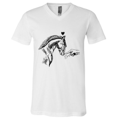 Funny Hand Boop On A HorseS Nose Funny Horse Lover Long Sleeve V-Neck T-Shirt
