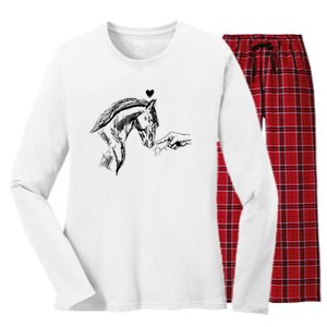 Funny Hand Boop On A HorseS Nose Funny Horse Lover Long Sleeve Women's Long Sleeve Flannel Pajama Set 