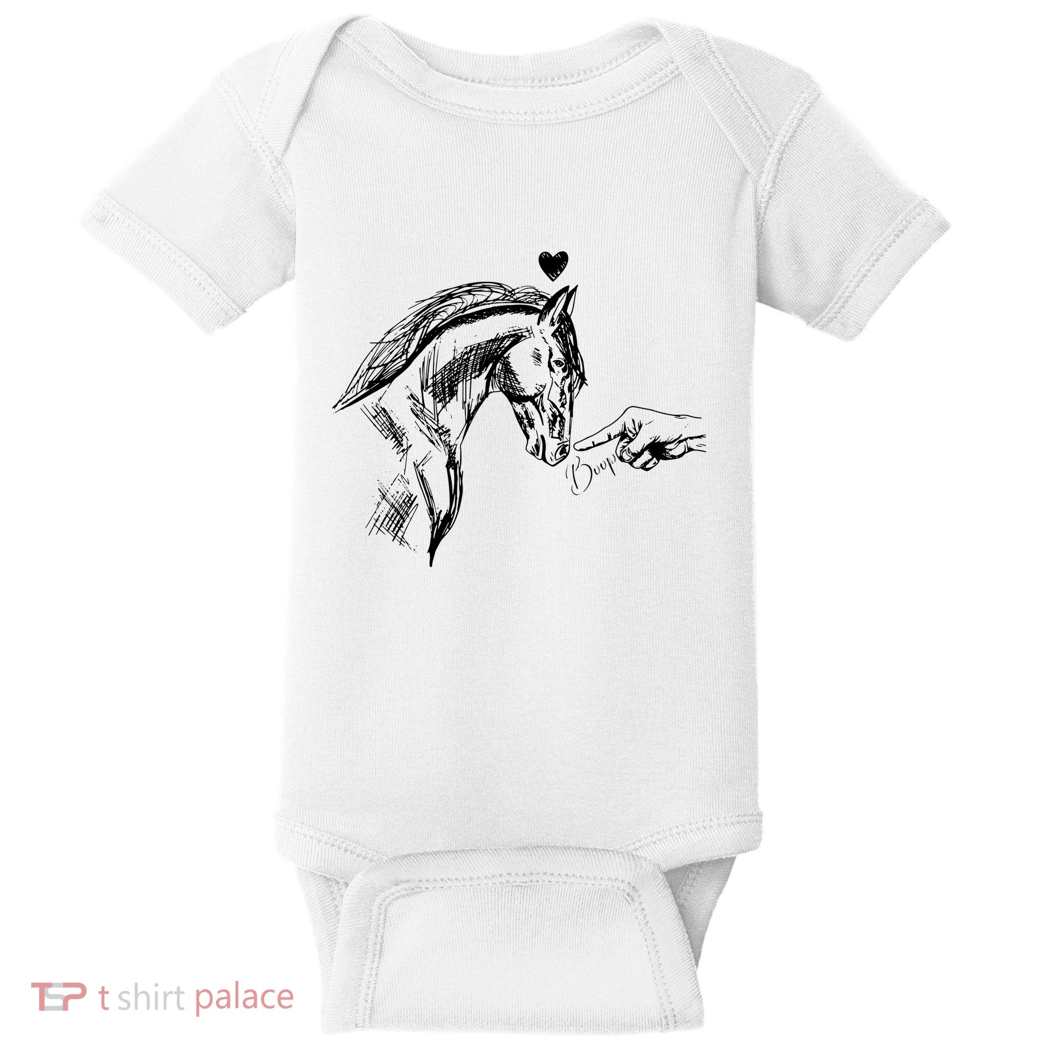 Funny Hand Boop On A HorseS Nose Funny Horse Lover Long Sleeve Baby Bodysuit