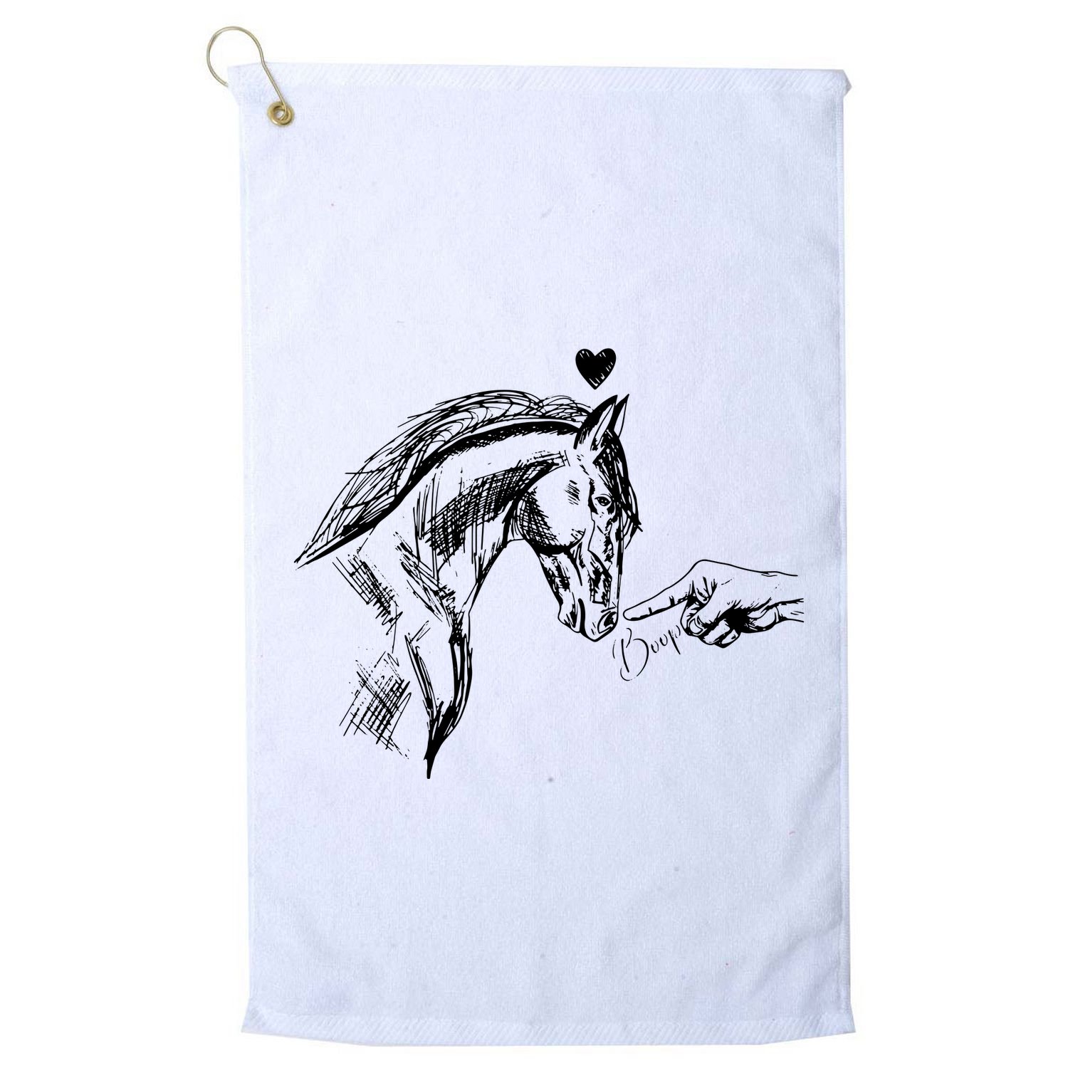 Funny Hand Boop On A HorseS Nose Funny Horse Lover Long Sleeve Golf Towel