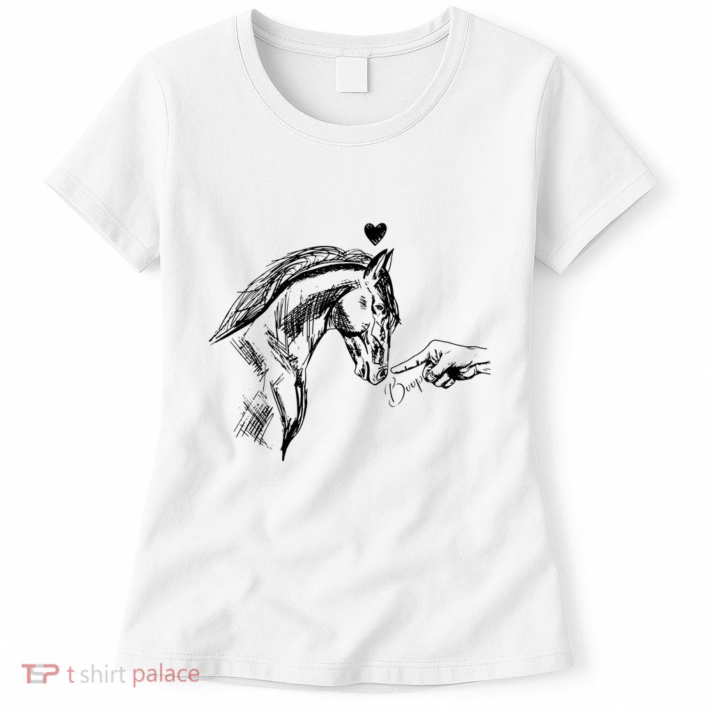 Funny Hand Boop On A HorseS Nose Funny Horse Lover Long Sleeve Womens T-Shirt