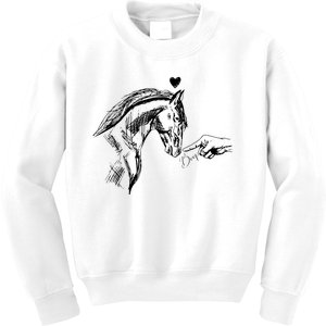 Funny Hand Boop On A HorseS Nose Funny Horse Lover Long Sleeve Kids Sweatshirt