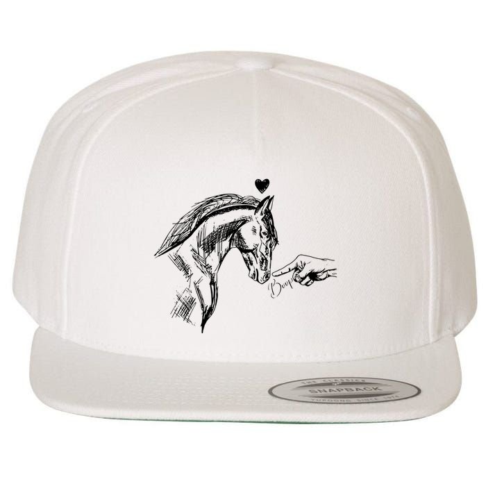 Funny Hand Boop On A HorseS Nose Funny Horse Lover Long Sleeve Wool Snapback Cap
