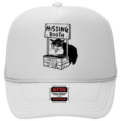 Funny Hissing Booth Kitten Kitty Cat Furmom Furdad High Crown Mesh Back Trucker Hat