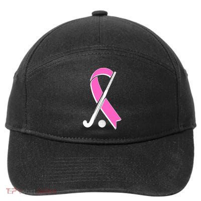 Field Hockey Breast Cancer Awareness Ribbon 7-Panel Snapback Hat