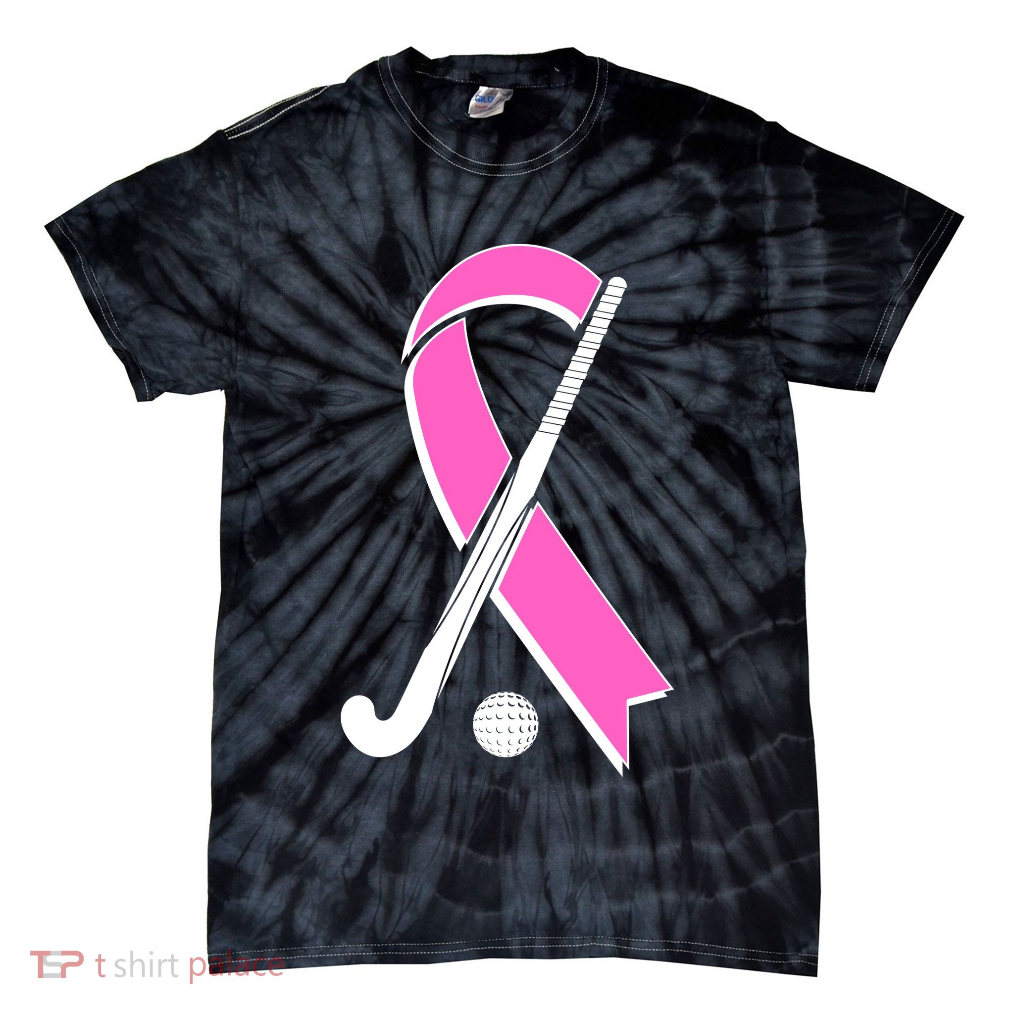 Field Hockey Breast Cancer Awareness Ribbon Tie-Dye T-Shirt