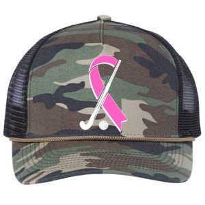 Field Hockey Breast Cancer Awareness Ribbon Retro Rope Trucker Hat Cap