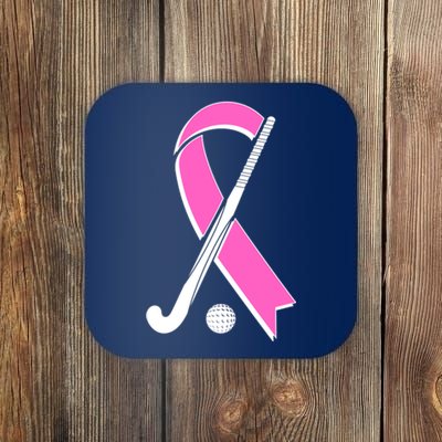 Field Hockey Breast Cancer Awareness Ribbon Coaster