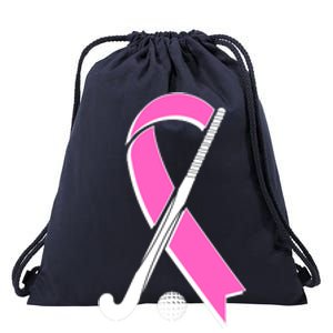 Field Hockey Breast Cancer Awareness Ribbon Drawstring Bag