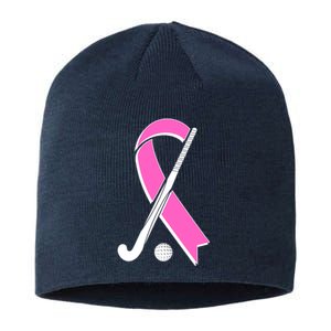 Field Hockey Breast Cancer Awareness Ribbon Sustainable Beanie