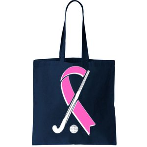 Field Hockey Breast Cancer Awareness Ribbon Tote Bag