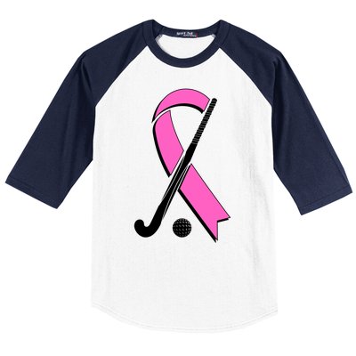 Field Hockey Breast Cancer Awareness Ribbon Baseball Sleeve Shirt