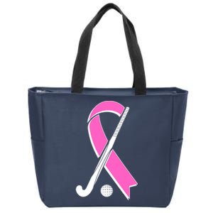 Field Hockey Breast Cancer Awareness Ribbon Zip Tote Bag