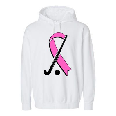 Field Hockey Breast Cancer Awareness Ribbon Garment-Dyed Fleece Hoodie