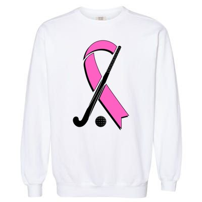 Field Hockey Breast Cancer Awareness Ribbon Garment-Dyed Sweatshirt