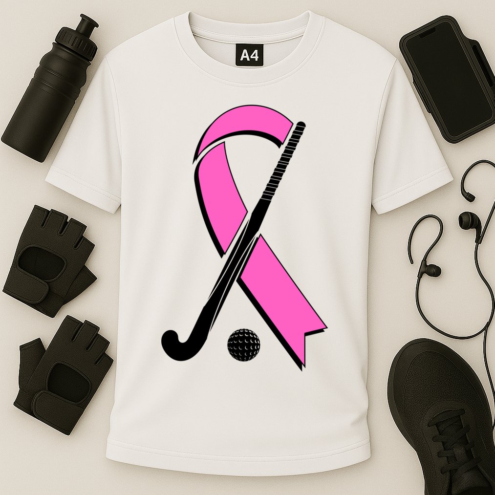 Field Hockey Breast Cancer Awareness Ribbon Cooling Performance Crew T-Shirt