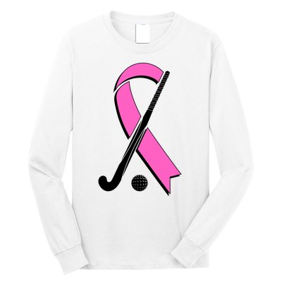 Field Hockey Breast Cancer Awareness Ribbon Long Sleeve Shirt