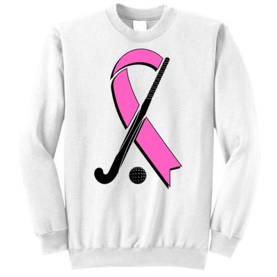 Field Hockey Breast Cancer Awareness Ribbon Sweatshirt