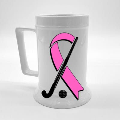 Field Hockey Breast Cancer Awareness Ribbon Beer Stein