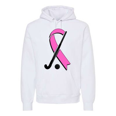 Field Hockey Breast Cancer Awareness Ribbon Premium Hoodie