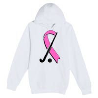 Field Hockey Breast Cancer Awareness Ribbon Premium Pullover Hoodie