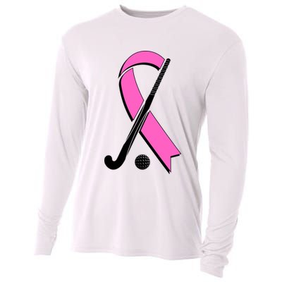 Field Hockey Breast Cancer Awareness Ribbon Cooling Performance Long Sleeve Crew