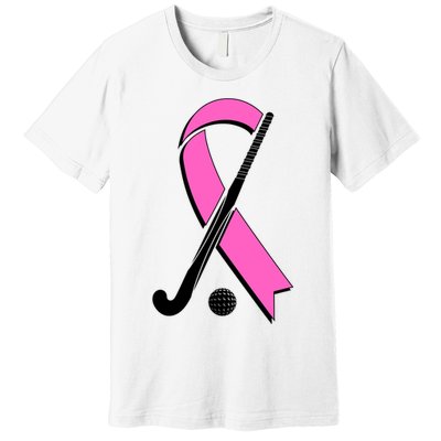 Field Hockey Breast Cancer Awareness Ribbon Premium T-Shirt