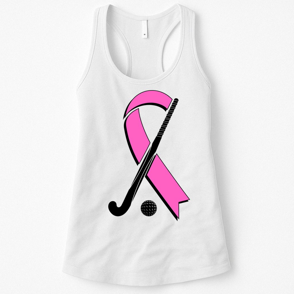 Field Hockey Breast Cancer Awareness Ribbon Womens Tank Top
