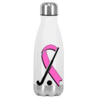 Field Hockey Breast Cancer Awareness Ribbon Stainless Steel Insulated Water Bottle