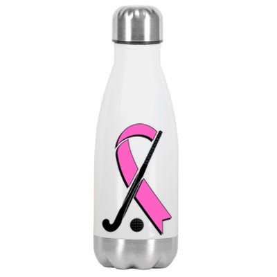 Field Hockey Breast Cancer Awareness Ribbon Stainless Steel Insulated Water Bottle