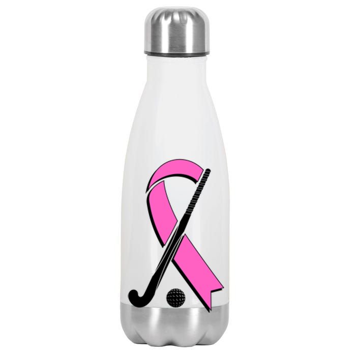 Field Hockey Breast Cancer Awareness Ribbon Stainless Steel Insulated Water Bottle