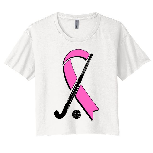 Field Hockey Breast Cancer Awareness Ribbon Crop Top