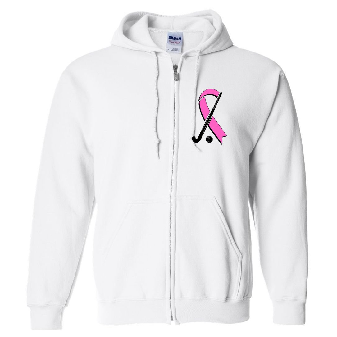 Field Hockey Breast Cancer Awareness Ribbon Full Zip Hoodie
