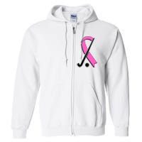 Field Hockey Breast Cancer Awareness Ribbon Full Zip Hoodie