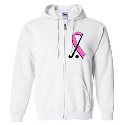 Field Hockey Breast Cancer Awareness Ribbon Full Zip Hoodie