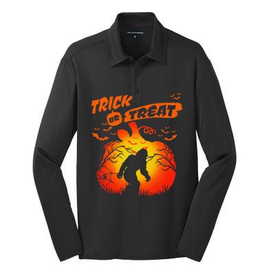 Funny Halloween Bigfoot Trick Or Treat Halloween Costume Silk Touch Performance Long Sleeve Polo