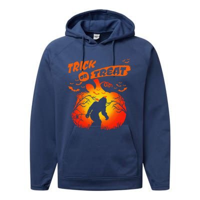 Funny Halloween Bigfoot Trick Or Treat Halloween Costume Performance Fleece Hoodie