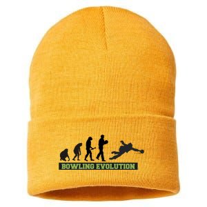 Funny Human Bowling Evolution Pin Ball Bowler Player Sustainable Knit Beanie