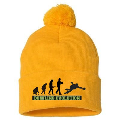 Funny Human Bowling Evolution Pin Ball Bowler Player Pom Pom 12in Knit Beanie