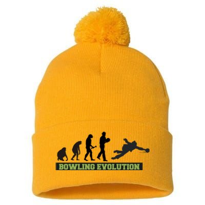 Funny Human Bowling Evolution Pin Ball Bowler Player Pom Pom 12in Knit Beanie