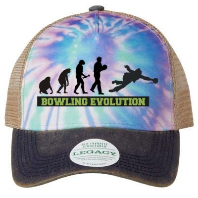 Funny Human Bowling Evolution Pin Ball Bowler Player Legacy Tie Dye Trucker Hat